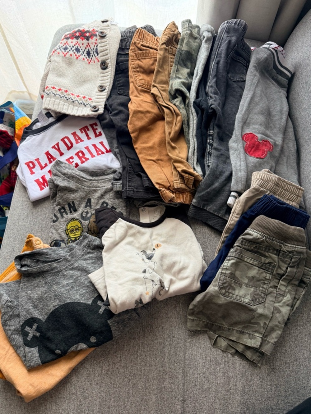 Mixed Baby Boy 12 Month Bundle Clothing Lot with Neutral & Olive Tones